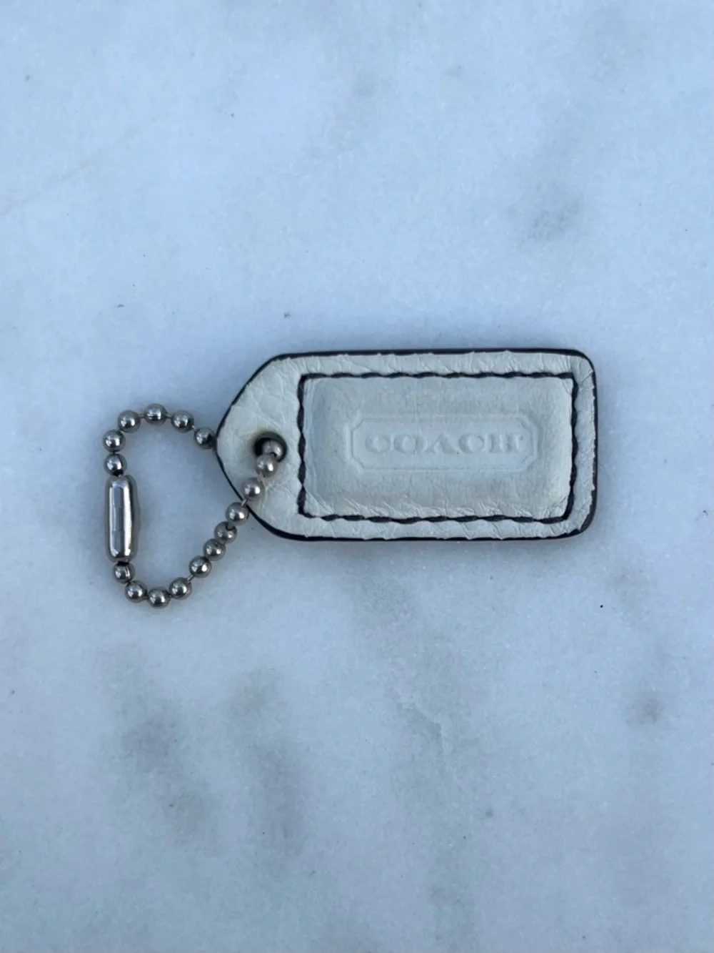 COACH Vintage Leather Hang Tag, White Mini